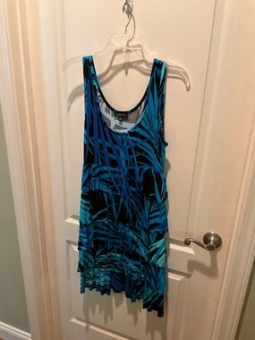 Spense Blue & Teal Tropical Tank Dress